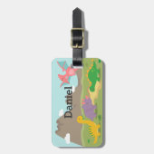 Schattige Kleurrijke Dinosauriërs Voor Kinderen Bagagelabel (Voorkant verticaal)
