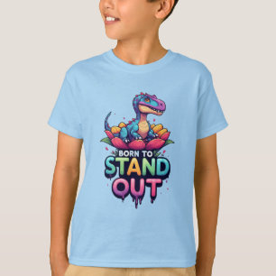 Schattige Kleurrijke Dinosaurus Zittend Op Bloem T-shirt