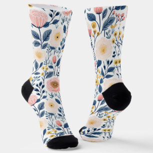 Schattige Kleurrijke Ditsy Wilde Bloemenwei Lentet Sokken