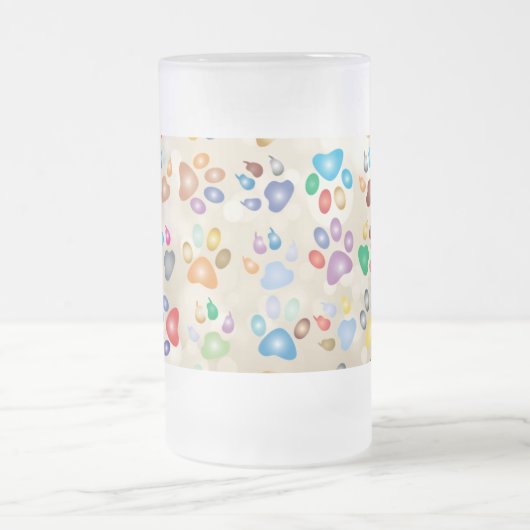 Schattige kleurrijke dog schilders, Bokeh Matglas Bierpul (Center)