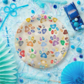 Schattige kleurrijke dog schilders, Bokeh Papieren Bordje (Feest)