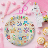 Schattige kleurrijke dog schilders, Bokeh Papieren Bordje (Feest)