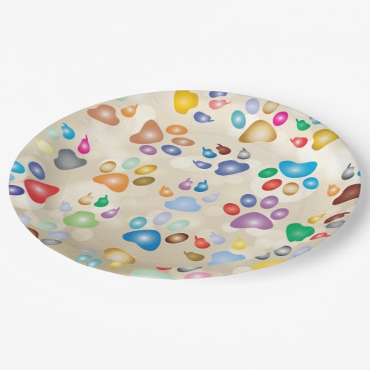 Schattige kleurrijke dog schilders, Bokeh Papieren Bordje (Gekanteld)