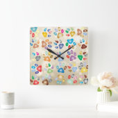 Schattige kleurrijke dog schilders, Bokeh Vierkante Klok (Huis)