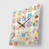 Schattige kleurrijke dog schilders, Bokeh Vierkante Klok (Hoek)