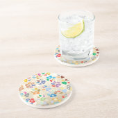 Schattige kleurrijke dog schilders, Bokeh Zandsteen Onderzetter (Zijkant)