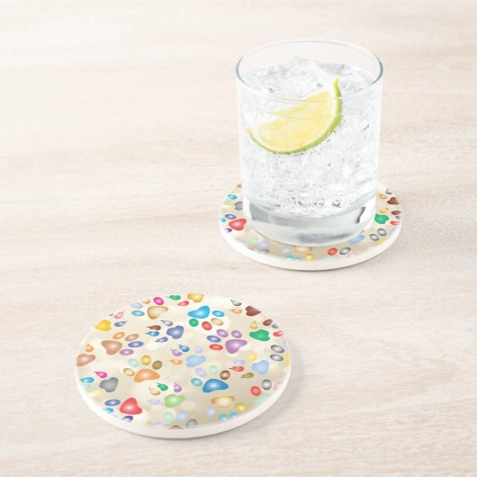 Schattige kleurrijke dog schilders, Bokeh Zandsteen Onderzetter (Zijkant)