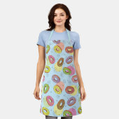 Schattige kleurrijke donuts Blauw patroon Schort (Gedragen)