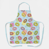 Schattige kleurrijke donuts Blauw patroon Schort (Voorkant)
