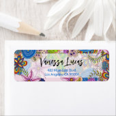 Schattige Kleurrijke Doodle Flowers Retouradres Etiket (Insitu)