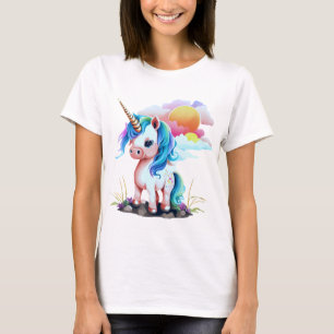 Schattige kleurrijke eenhoorn met speelse manen t-shirt