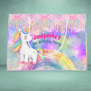 Schattige kleurrijke eenhoorn nep glitters drijft groot cadeauzakje