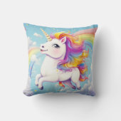 Schattige Kleurrijke Eenhoorns Regenbogen Meisje K Kussen (Voorkant)