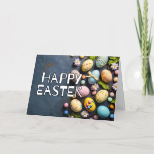 Schattige Kleurrijke Eitjes Happy Easter Feestdagen Kaart