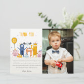 Schattige Kleurrijke Feest Monsters Kinderen Foto Bedankkaart (Staand voorkant)