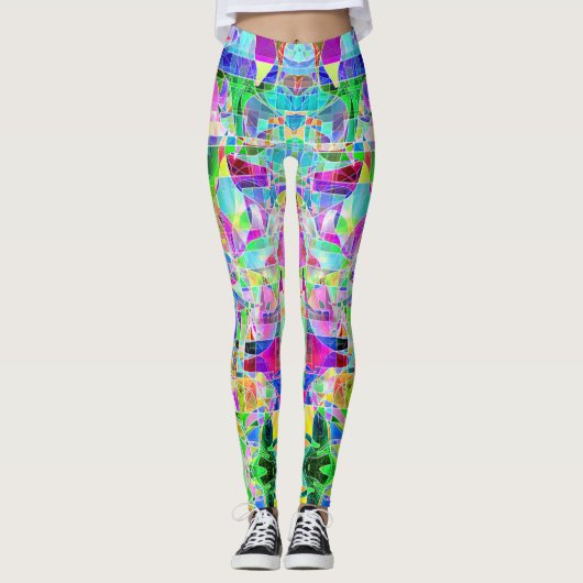 Schattige kleurrijke fragmenten ontwerp leggings (Voorkant)