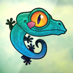 Schattige Kleurrijke Gecko Raamsticker