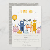 Schattige Kleurrijke Gele Feest Monsters Kinderen  Bedankkaart (Voorkant / Achterkant)