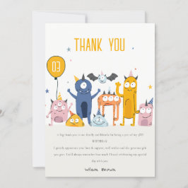 Schattige Kleurrijke Gele Feest Monsters Kinderen Bedankkaart