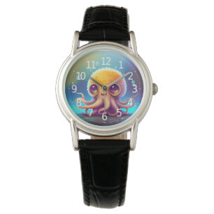 Schattige Kleurrijke Gele Octopus Alien Kunstwerk  Horloge