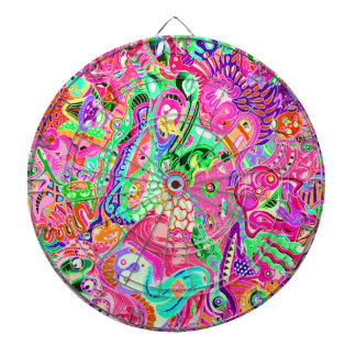 Schattige kleurrijke gemengde abstracte monsters dartbord