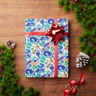 Schattige kleurrijke gezichts patronen van monster cadeaupapier