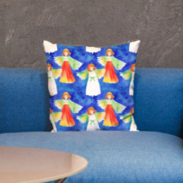 Schattige Kleurrijke Guardian Angels Blauw Waterve Kussen