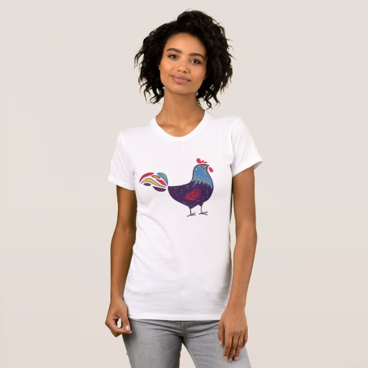 Schattige Kleurrijke Haan Happy T-shirt cadeau ide (Voorkant volledig)