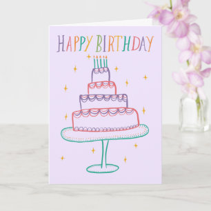Schattige Kleurrijke Happy Birthday Cake Sketch Do Kaart