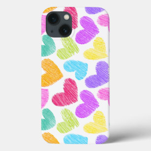Schattige Kleurrijke Hart Pastel Valentijn Liefdes iPhone 13 Hoesje