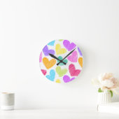 Schattige Kleurrijke Hart Pastel Valentijn Liefdes Ronde Klok (Huis)