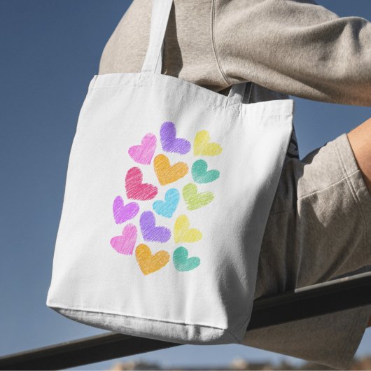 Schattige Kleurrijke Hart Pastel Valentijn Liefdes Tote Bag