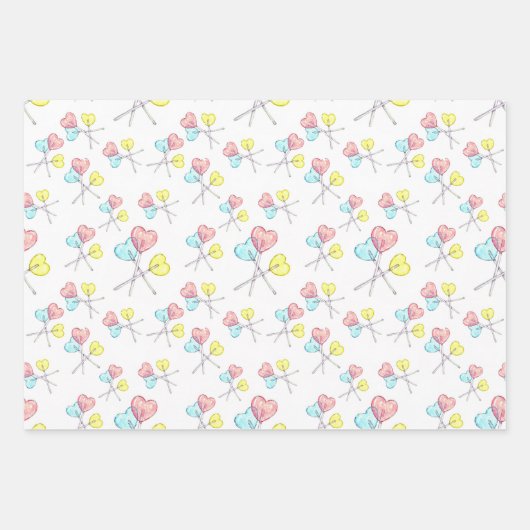 schattige, kleurrijke hartenpootjes inpakpapier vel (Voorkant 2)