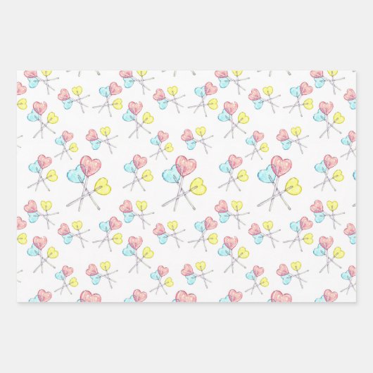 schattige, kleurrijke hartenpootjes inpakpapier vel (Voorkant)