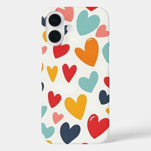 Schattige Kleurrijke Hartjes Doodle Romantisch Case-Mate iPhone Case (Achterkant)