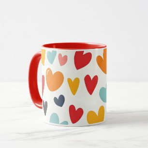 Schattige Kleurrijke Hartjes Doodle Romantisch Mok
