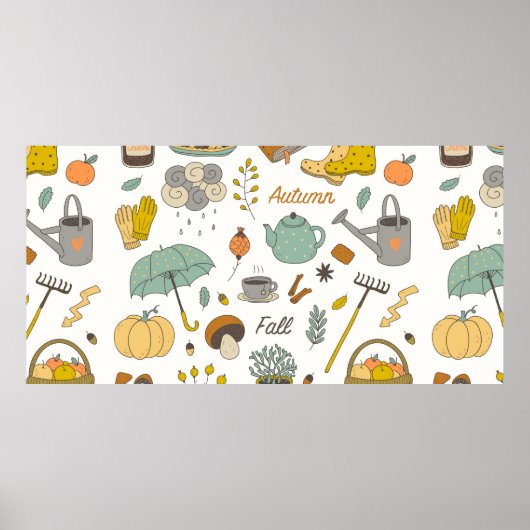 schattige, kleurrijke herfst poster (Voorkant)