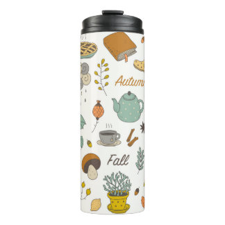 schattige, kleurrijke herfst thermosbeker