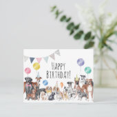 Schattige Kleurrijke Hond Gefeliciteerd Briefkaart (Staand voorkant)
