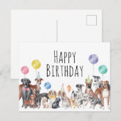 Schattige Kleurrijke Hond Gefeliciteerd  Briefkaart (Voorkant / Achterkant)