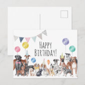 Schattige Kleurrijke Hond Gefeliciteerd Met Je Ver Briefkaart (Voorkant / Achterkant)