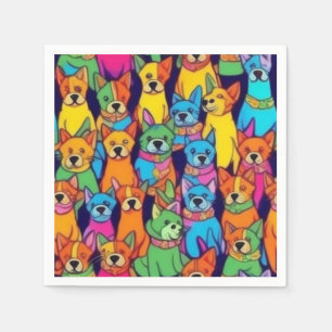 Schattige kleurrijke honden blije honden servet