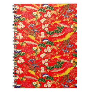 Schattige kleurrijke Japanse bloemmotieven Notitieboek