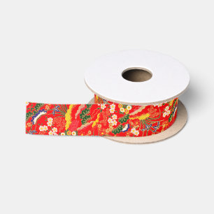 Schattige kleurrijke Japanse bloemmotieven Satijnen Lint
