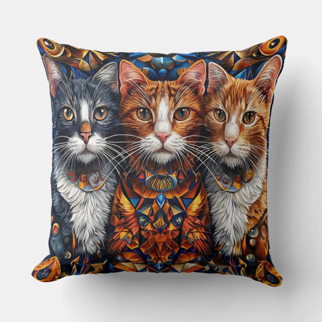 Schattige kleurrijke katten kussen (Voorkant)