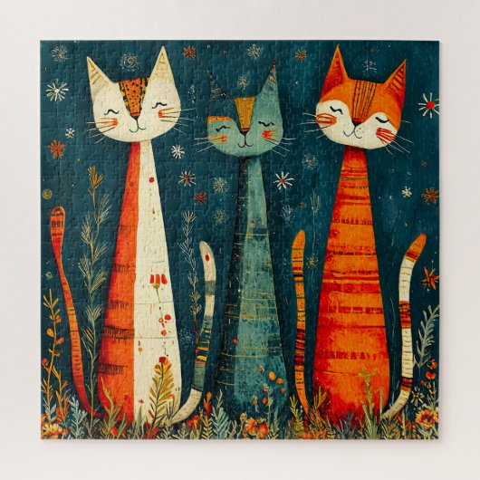 Schattige kleurrijke katten legpuzzel (Verticaal)