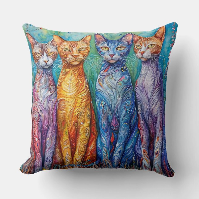 Schattige kleurrijke katten schilderen kussen (Voorkant)