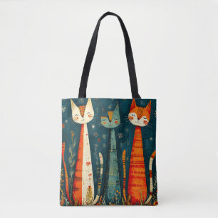 Schattige kleurrijke katten tote bag