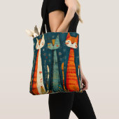 Schattige kleurrijke katten tote bag (Dichtbij)