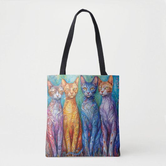 Schattige kleurrijke katten tote bag (Voorkant)